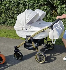 Zwillingskinderwagen Junama Dou Individual Weiß Gold - Bild 1 von 16
