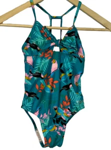 Speedo Girls Racerback 1 Piece Swimsuit - Size Small  Parrots Tropical - Picture 1 of 7