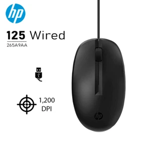 Genuine HP 125 Wired USB Optical Mouse with Scroll Wheel - Black 265A9AA - Picture 1 of 1