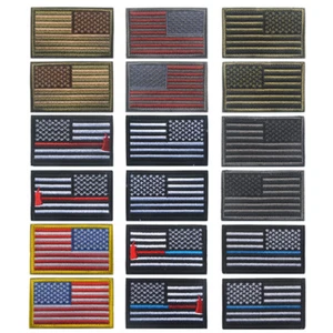 Bordado USA National Flag Hook Loop Patch Emblem Fastener Badge Left Right - Imagen 1 de 11