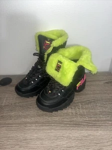 FILA Disrupter Stiefel schwarz & neonpink und grüne Logos Damen 5,5 - Bild 1 von 5