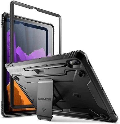 For Galaxy Tab S7 2020 / Tab S8 2022 Case | Poetic with Kickstan Cover Black - Image 1 of 4