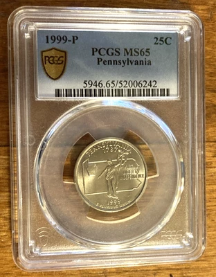 1999 P Pennsylvania State Quarter MS65 Graded - Image 1 of 2