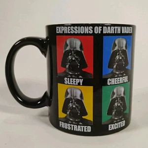 Expressions Of Darth Vader Mug Coffee Cup Star Wars 20oz Ceramic Black Lucasfilm - Picture 1 of 4