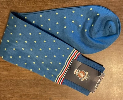 Calcetines de vestir de algodón italiano para hombre Punto azules talla 10-13 nuevos con etiquetas Foto 1 de 3