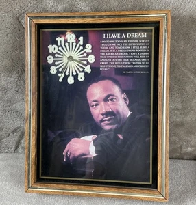 Martin Luther King Jr. con cornice vintage Orologio da parete I Have a Dream Speech leggi funzionante! - Foto 1 di 11