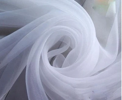 120" Wide (10Ft Wide) X 5 Yards - White Sheer Voile Chiffon Fabric - Sedona DES - Image 1 of 4