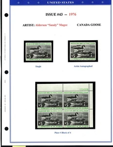 Sc# RW43 MNH Set - Single, Artist Autographed, & P#B4 - Federal Duck Stamps - Picture 1 of 7