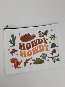 Howdy Howdy Western Thema Reißverschluss Canvas Tasche - Bild 1 von 6