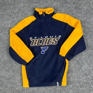 Reebok St Louis Blues Fleece Pullover Jungen Gr. S Navy Gelb NHL Quarter Zip - Bild 1 von 6