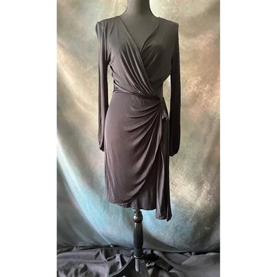 Vestido Diane von Furstenberg Toronto Negro Envolvente Manga Larga Mezcla Viscosa Talla M Foto 1 de 4