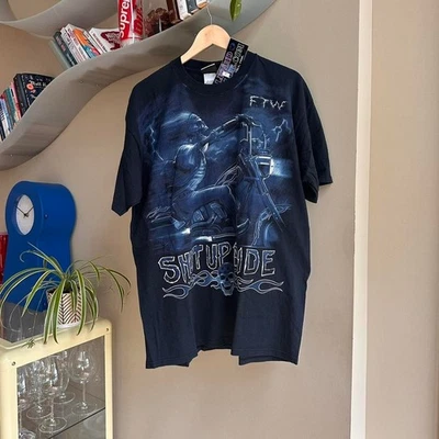 Vintage Skull Shut Up and Ride Liquid Blue Shirt Size XL - Image 1 of 4