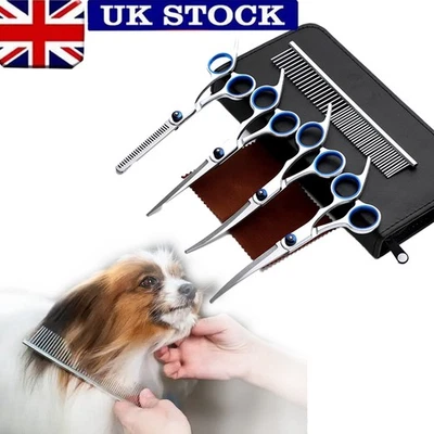 Professional Hair Fur Cutting Scissors Pet Dog Grooming Kit Curved Shears Tool - Image 1 of 4