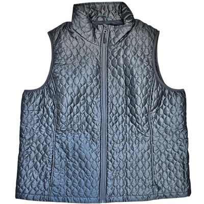 Lands End Quilted Vest Plus Size 2X 2XL Gray Insulated Zip Up Packable Primaloft - Image 1 of 4