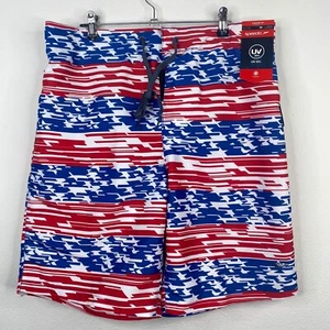 SPEEDO Mens NEW Board Shorts Red White Blue UV 50+ USA Abstract Flag - Picture 1 of 5