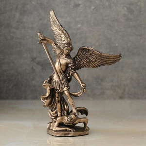 4 Inch Archangel Saint Michael Slaying Demon Resin Figurines Hand Painted Bronze - Bild 1 von 6