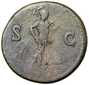 Titus Sestertius "Mars with Trophy & Spear" Thracian Mint Good Fine - Picture 1 of 5