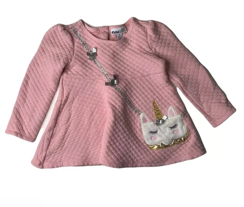Kids Headquarters Unicorn Top Girl Small S 5 Pink Long Sleeve Quilted - Image 1 of 3