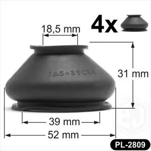 4 x UNIVERSAL TRACK ROD END BALL JOINT RUBBER DUST BOOT COVERS GAITERS 18,5/39mm - Picture 1 of 2