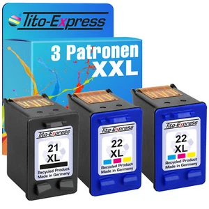 3x Patronen für HP 21 XL & HP 22 XL Deskjet D2320 D2330 D2338 D2340 D2345 D2430 - Bild 1 von 2