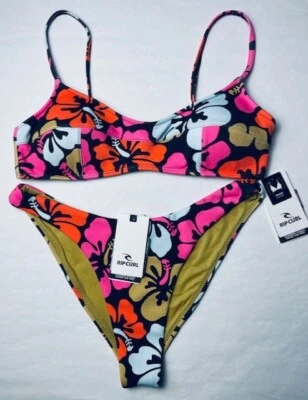 NUEVO CON ETIQUETAS RIP CURL BIKINI parte superior descarada parte inferior hibisco MEZCLA Y COMBINA tallas S M L XL $115 Foto 1 de 4