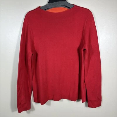 Женский свитер топ Eileen Fisher небольшого размера из красной оранжевой шелковой смеси с круглым вырезом - Изображение 1 из 4