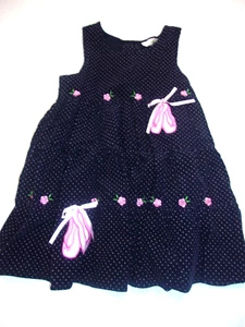 Rare Editions Girls Polka Dot Corduroy Dress Size 6 Ballet Slippers Blue Pink - Picture 1 of 3