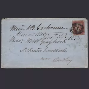 AB33_02 GB QV 1854 1d RED-BROWN PLATE 175 SG8-B1(1) JF GU WEST BROMICH 868 COVER - Picture 1 of 3