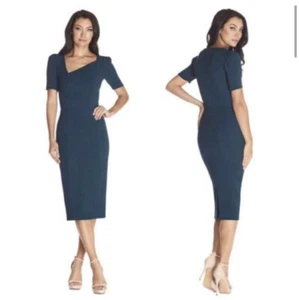 Dress The Population Ruth Sheath Dress Size L Large Pibe Green Midi NEW $198 - Picture 1 of 10
