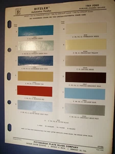1964 Ford Fairlane Galaxie Falcon car auto Ditzler paint chips set - Picture 1 of 1