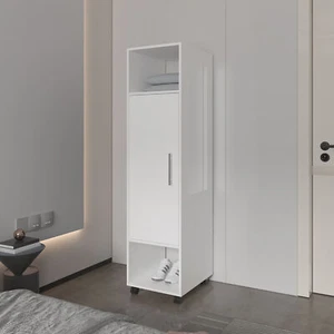 Summit Wardrobe in melamine w/mirror,door and open storageWhite) - Picture 1 of 8