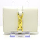 Auth GUCCI Jackie 1961 645536 White Gold Leather Hardware Bifold Wallet