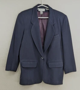 VTG Womens Casual Corner Blue Suit Jacket Size 8 100% Wool Single Breasted - Picture 1 of 9
