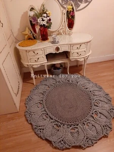 X Large Oval Designer handmade crochet very Chunky carpet rug mat t-shirt Yarn - Picture 1 of 7