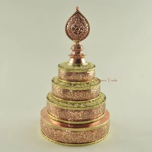 Objetos Dharma Tibetano Budista Cobre Ritual Ofrenda Cobre Mandala Set 5" - Imagen 1 de 9