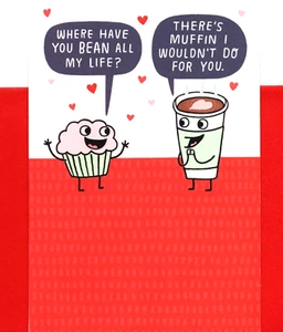 Funny Happy Valentine's Day Coffee Java Bean Muffin Hallmark Greeting Card - Picture 1 of 3