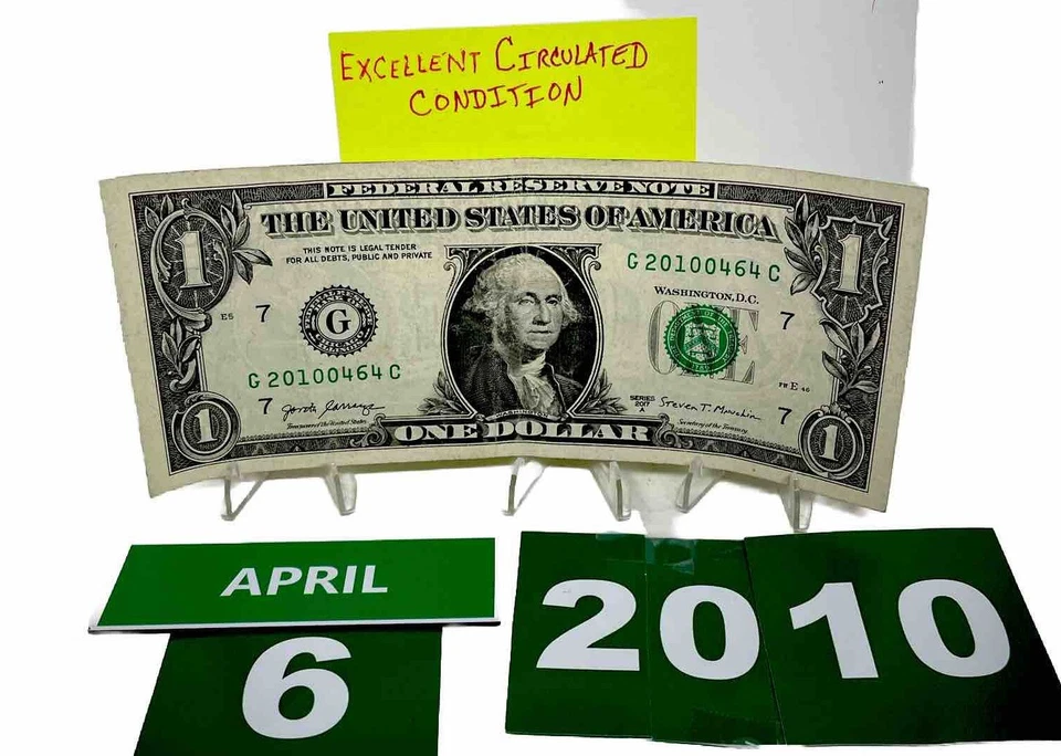 One Dollar Bill Birthday April 6 2010. Near Uncirculated. Fancy Serial Number - Image 1 of 4