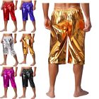 Men Shiny Metallic Shorts Elastic Waist Rave Hot Short Pants Casual Shorts Pants