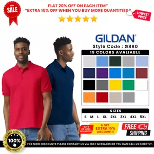 Gildan G880 Mens DryBlend Short Sleeve Jersey Moisture Wicking Polo T-Shirt - Picture 1 of 59