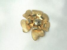 Vintage Textured Gold-tone Floral Brooch with Metal Ball Center
