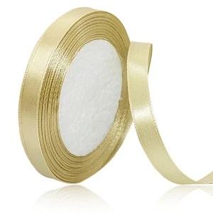 Gold Satin Ribbon 3/8" x 25 Yards Fabric for Gift Wrapping DIY Crafts - Picture 1 of 6