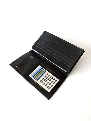 Leather Cards Cash Holder Wallet With SHARP ELSI MATE EL-838 Calculator Science - Image 1 of 3