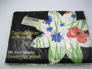 Tastemaker by Mohawk Queen Flat Sheet NEW OLD STOCK Muslin Field Trip - Picture 1 of 8