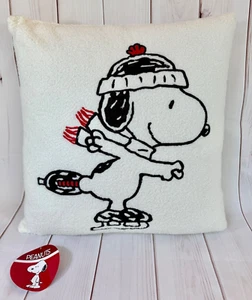Almohada Peanuts Snoopy Marfil Sherpa Bordada Navidad Invierno Decoración - Imagen 1 de 5