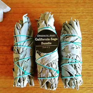 Smudge Kit - White California Sage Bundle - Pack of 3 - Energy Cleansing Set - Picture 1 of 3