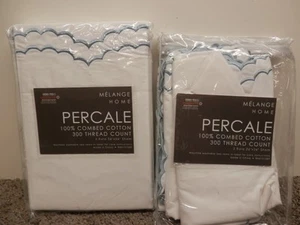 MELANGE HOME PERCALE 26 X 26 SHAMS 4 PCS 100 % COTTON 300 THREAD COUNT - Picture 1 of 2