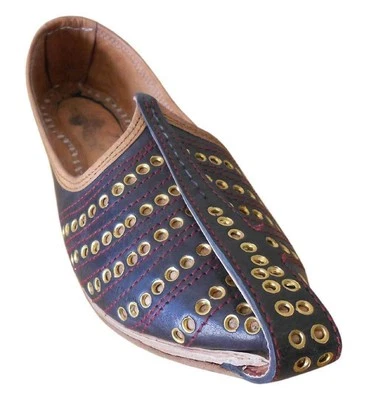 Men Shoes Jutties Indian Handmade Genuine Leather Khussa Flip-Flops Flat UK 8.5 - Image 1 of 4