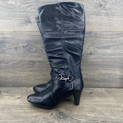 LifeStride Womens Black Tall High Boots Buckle Detail Side Zip Soft Size 8.5 - Image 1 of 4