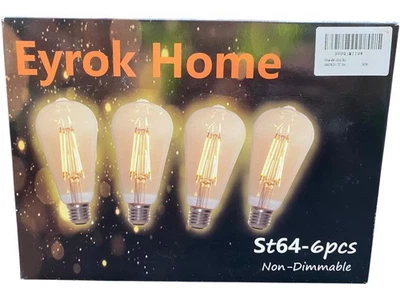 Eyrok Home Vintage Edison LED Bulbs ST64 6pcs 4W Non-Dimmable 1 XJV001 - Image 1 of 4