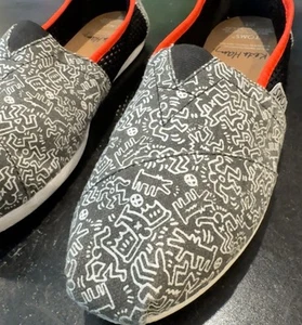 Toms Womens Keith Haring Chalkboard Mesh Slip On Classic Shoes flats - Picture 1 of 8